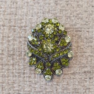 Acid Green Rhinestone Brooch